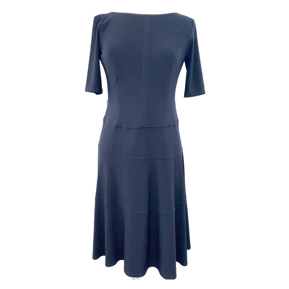 Anne Klein Black Seamed Hidden Back Zipper Dress